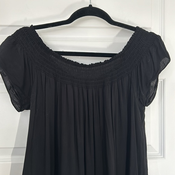 TALULA - ARITZIA - black dress round neck pleated flowy ruffles size small - Picture 2 of 9
